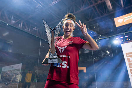 Bea González celebrates at the Asuncion Premier Padel P2 in Asuncion, Paraguay on May 19, 2024.