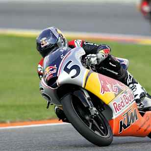 Johann Zarco riding the Rookies Cup Final in Valencia 2007