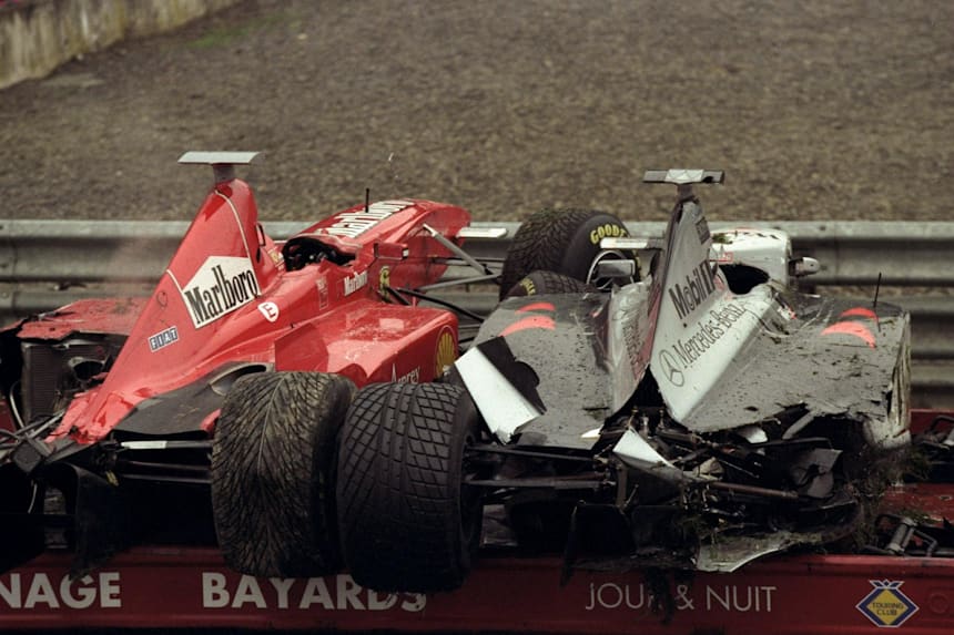 Image result for belgian gp 1998 schumacher vs coulthard