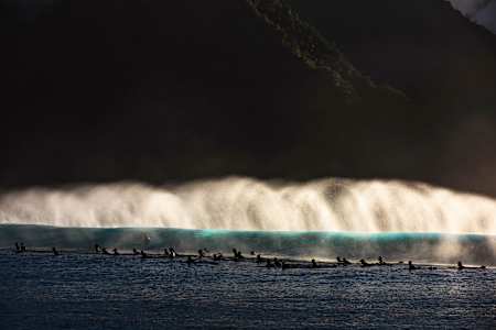 The morning breeze ripping the foam off the lip of the wave
