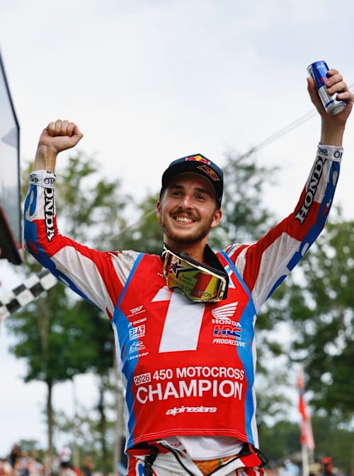 Hunter Lawrence celebrates his first 450 Pro Motocross title