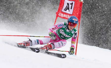 Mikaela Shiffrin performs at the FIS Alpine Skiing World Cup in Semmering, Austria on December 28, 2016