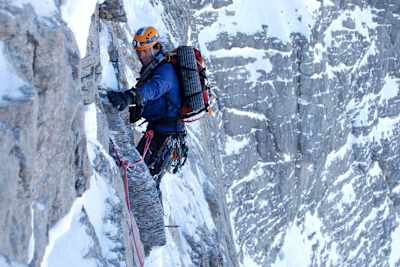 Kenton Cool conquering steep walls of Mt Eiger in Switzerland.