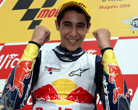 Luis Salom on the podium in Mugello 2008