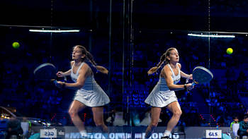 Alejandra Salazar showcases powerful moves in the third and fourth place match at the Red Bull Premier Padel 2024 Finals in Barcelona, Spain, on December 22, 2024