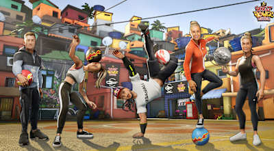 Promotional image of some of the characters in Street Power Football video game.