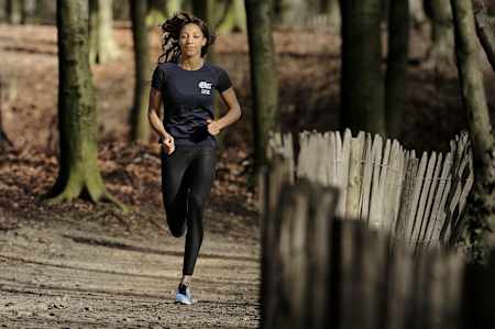 Nafi Thiam running on the streets of Brussels, Belgium