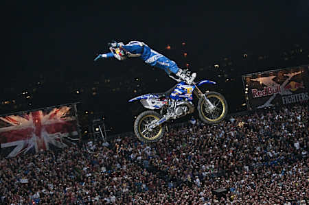 Robbie Maddison performs during Red Bull X-Fighters in London