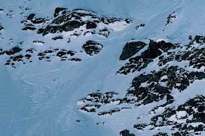 Markus Eder  performs a Backflip during his track at Freeride World Tour Finals in Verbier, Switzerland on March 23, 2019.