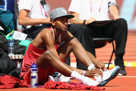 Photo of Mutaz Barshim sitting down