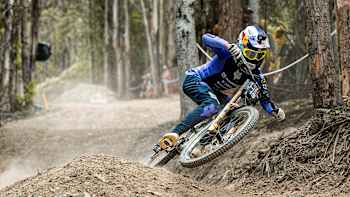 Asa Vermette performs during practice at Red Bull Hardline in Maydena Bike Park, Australia on February 08, 2025.