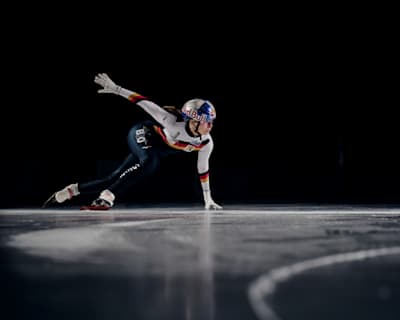 Short-Trackerin Anna Seidel beim Training auf dem Eis in Dresden.