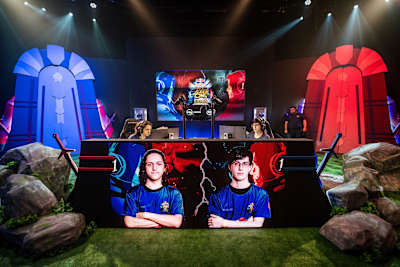 A photo of the Red Bull Player One finalists competing