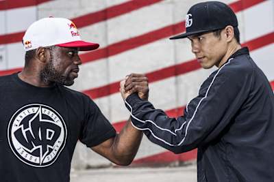 Junior and Physicx shaking hands.