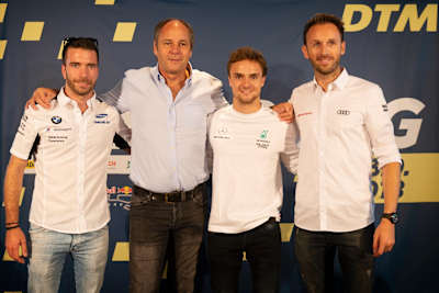 Philipp Eng, DTM-Chef Gerhard Berger, Lucas Auer und René Rast