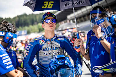 Joan Mir captured before a race while riding for Suzuki. 