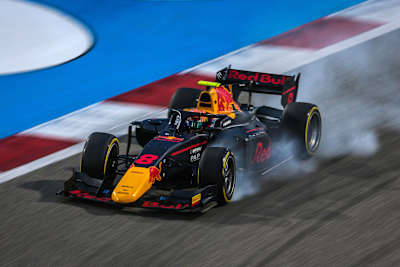 Jehan Daruvala competes in the 2020 F2 championship at the Bahrain International Circuit.