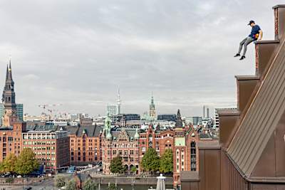 Freerunner Jason Paul seen during Jason Paul's Wild Phone Chase in Hamburg, Germany on September 11-13, 2020.