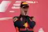 Daniel Ricciardo of Red Bull Racing celebrates his win at the 2017 Azerbaijan Grand Prix.