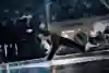 Lil Zoo stands on one bent leg while going down to the floor.
