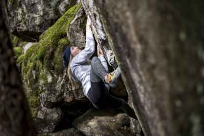 Jessica Pilz beim Bouldern im Ötztal, Österreich am 3. September 2017.
