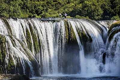 Rhiannan Iffland and Orlando Duque at Strbacki waterfall at Una National Park, in Bosnia and Herzegovina on Sept. 13, 2017.