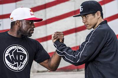 Junior and Physicx shaking hands.