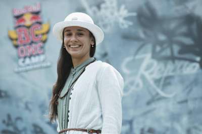 Nadia poses for the camera at the BC One Camp Kazakhstan 2018.