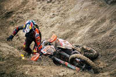 A photo of Nathan Watson after a crash.