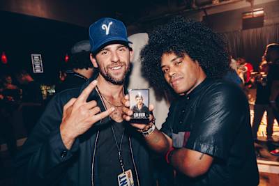 Kid David and attendee pose for portrait at Red Bull BC One Camp USA in Houston, TX on May 18, 2019. 