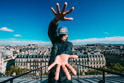 Stalamuerte poses for a portrait on the rooftop of the Theatre du Chatelet during Red Bull Dance Tour in Paris, France on October 3, 2020.