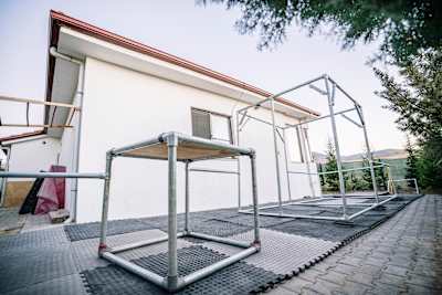 Backyard of Hazal Nehir seen during filming Red Bull Backyards in Ankara, Turkey on September 9, 2020.