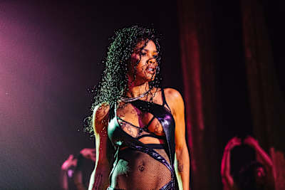 A photo of Teyana Taylor performing at Red Bull Music Presents: Teyana Taylor: House of Petunia at the Manhattan Center in New York.