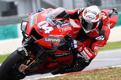 Andrea Dovizioso performs during MotoGP Pre Season Testing in Sepang, Malaysia on February 9, 2020