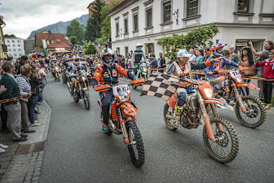Photo of Red Bull Erzbergrodeo competitors riding through Eisenerz