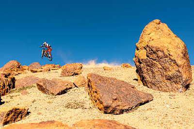 Pedro Burns en acción durante el Red Bull Sound of Speed en Valle Nevado, Chile, el 9 de febrero de 2020.