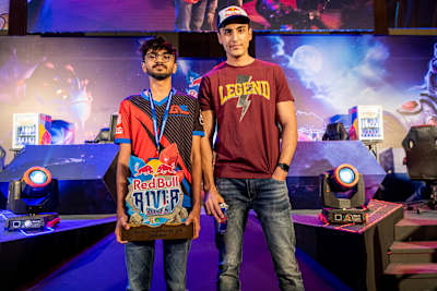 Ankit ‘V3nom’ Panth, right, and Sahil ‘Micro’ Viradia at the Red Bull R1v1R