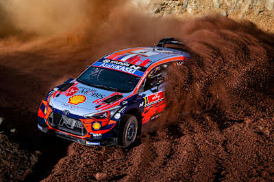 Sebastien Loeb is seen racing at shakedown during the World Rally Championship Turkey in Marmaris on September 18, 2020.