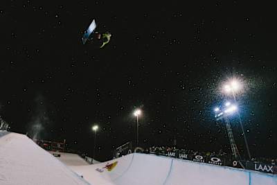 Scotty James performs at the Laax Open 2020 Halfpipe Finals in Laax, Switzerland on January 18, 2020.