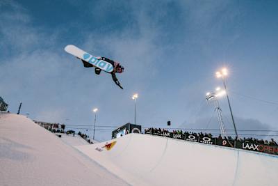 Queralt Castellet performs at the Laax Open 2020 Halfpipe Finals in Laax, Switzerland on January 18, 2020.
