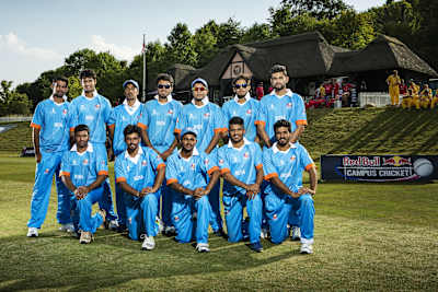 Shivam Dube with his teammates at Red Bull Campus Crickeet 2014 World Finals