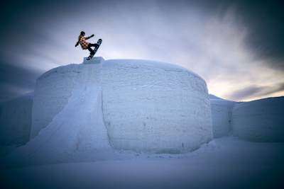 Finnish snowboarder Eero Ettala at the Snowcastle in Kittilä, Finland on April 14, 2021.