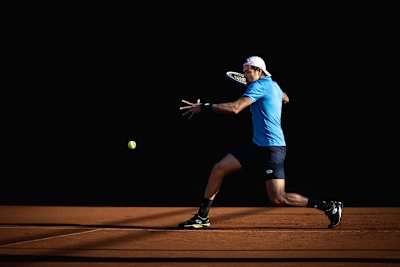 Matteo Berrettini performs during training in Rome, Italy on December 21, 2020.