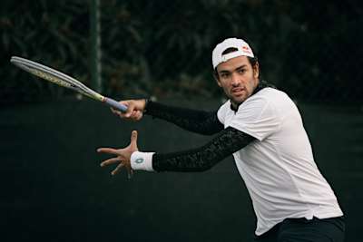 Matteo Berrettini performs during a training session in Rome, Italy on December 21, 2020.
