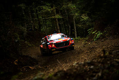 Ott Tanak of team Hyundai Shell Mobis performs during FIA World Rally Championship in Lamia, Greece on 12 September 2021.