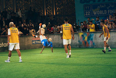 Neymar Jr performs at the Red Bull Neymar Jr's Five World Final 2022.