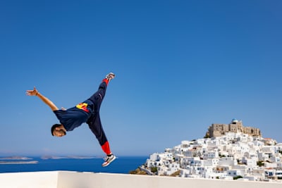 Dimitris Kyrsanidis performs during Red Bull Art Of Motion in Astypalea, Greece on June 8, 2022.  