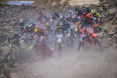 Participants race at the Red Bull Hare Scramble at the Erzberg in Eisenerz, Austria on June 2, 2019. 