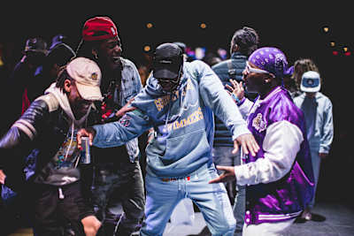 Sadboy Shakur dances with friends at Red Bull Dance Your Style in Boston, USA on April 7, 2022 