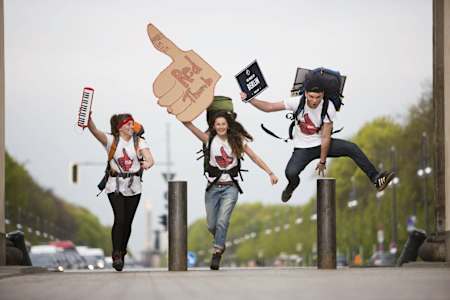 A team of Red Bull Can You Make It? adventure-seekers